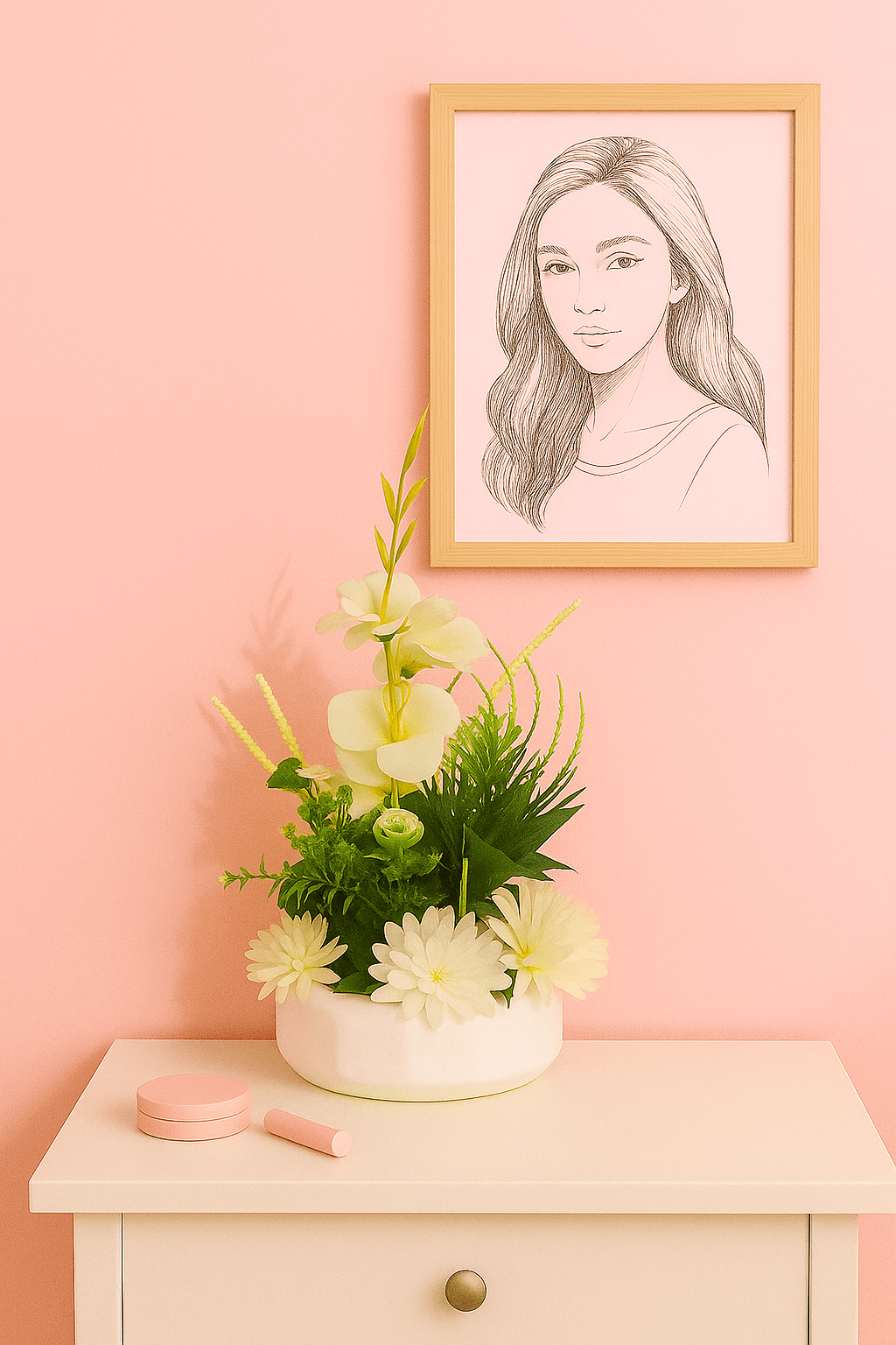 Serenity Bloom Pod – White Elegance Artificial Flower Arrangement - Naqsh Decor