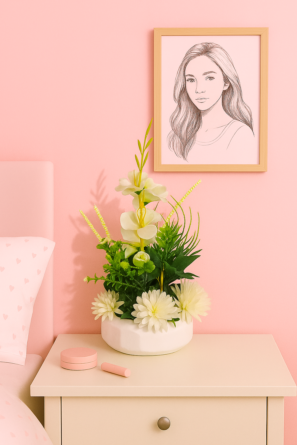 Serenity Bloom Pod – White Elegance Artificial Flower Arrangement