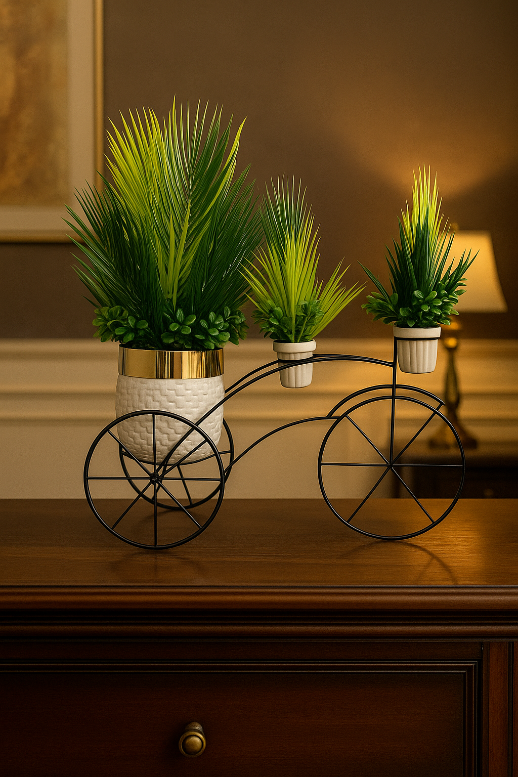 🌿 Royal Green Bicycle Planter Set  Large (Luxury Edition)