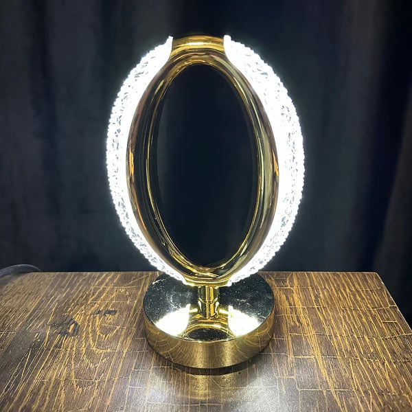 Gold-Plated Side Table Lamp with Multicolor Lighting – Rechargeable & Modern Design