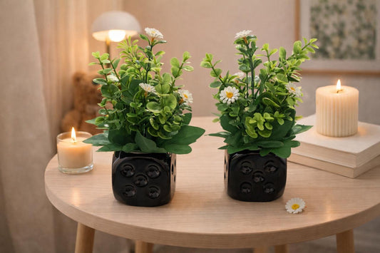 Flora Dice Ceramic Pots (SET OF 2)