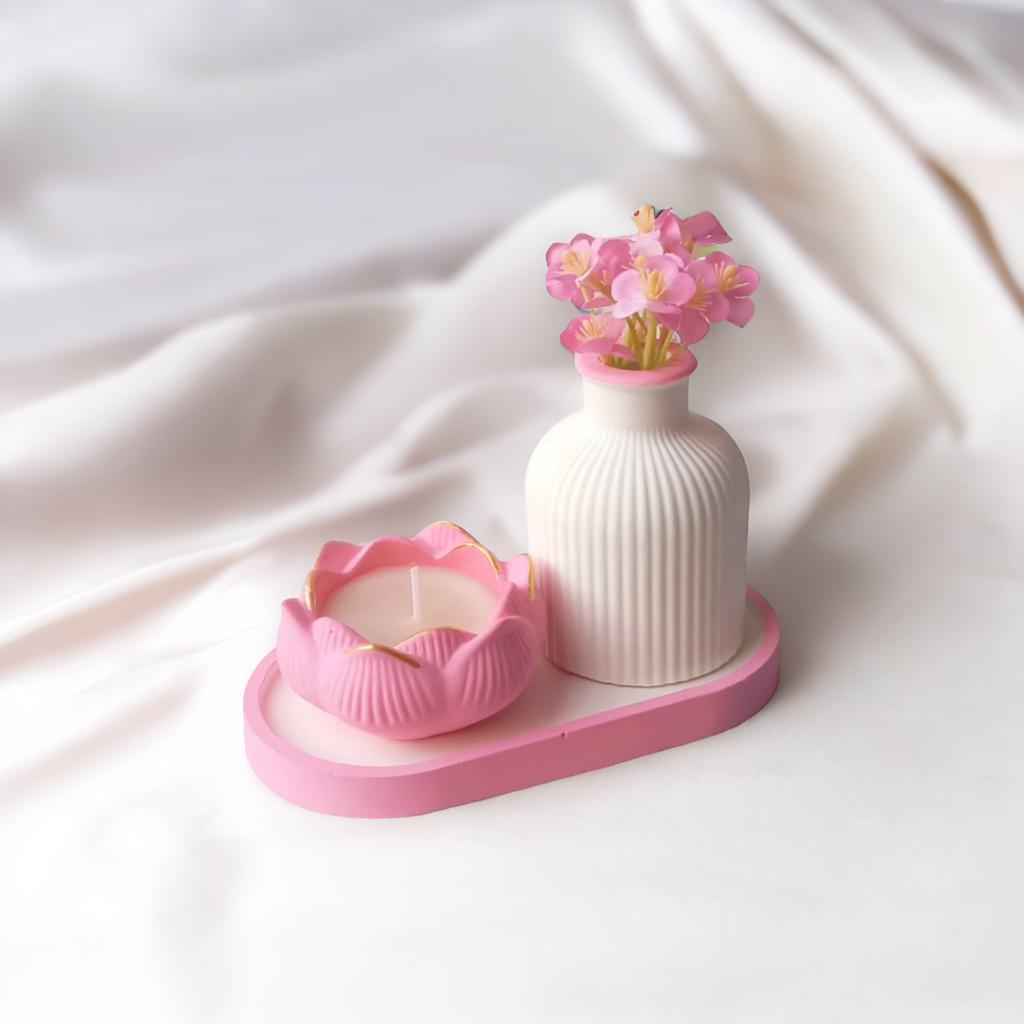 Pink Pot with Candle