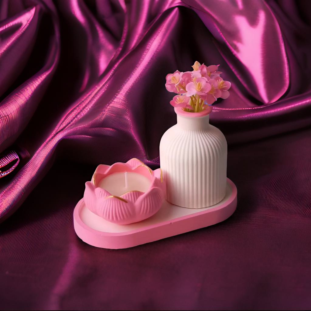 Pink Pot with Candle